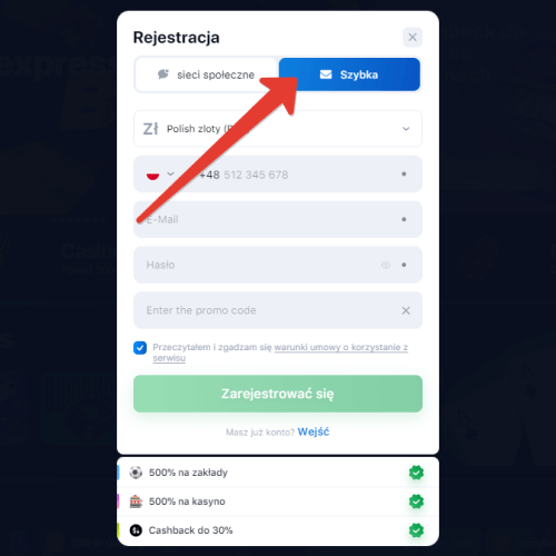 Szybka rejestracja w grze Aviator